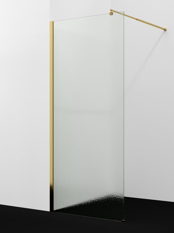 Душевая перегородка Wasserkraft Rur 30W 110 см, профиль глянцевое золото, стекло текстурное