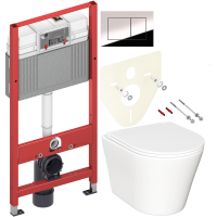 Комплект Унитаз подвесной Ceramicanova Forma CN3011 с микролифтом + Инсталляция TECE Now 9400412 4 в 1 с кнопкой смыва