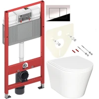 Комплект Унитаз подвесной Ceramicanova Forma CN3011 с микролифтом + Инсталляция TECE Now 9400412 4 в 1 с кнопкой смыва