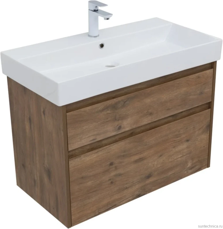 Тумба с раковиной Aquanet Nova Lite 85 дуб рустикальный, 2 ящика