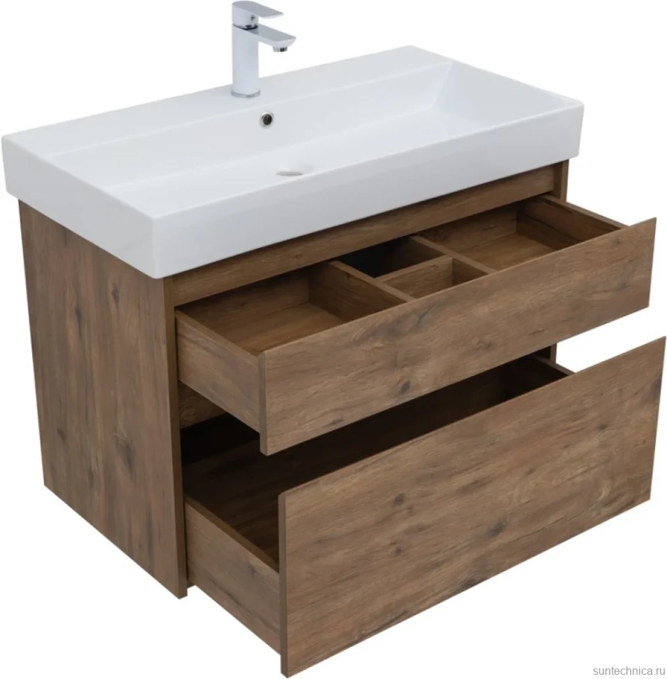 Тумба с раковиной Aquanet Nova Lite 85 дуб рустикальный, 2 ящика