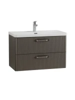 Тумба с раковиной BelBagno Due 80 ручки матовый атласный никель, оружейная сталь