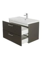 Тумба с раковиной BelBagno Due 80 ручки матовый атласный никель, оружейная сталь