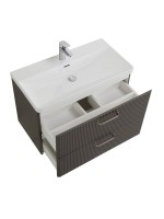 Тумба с раковиной BelBagno Due 80 ручки матовый атласный никель, оружейная сталь