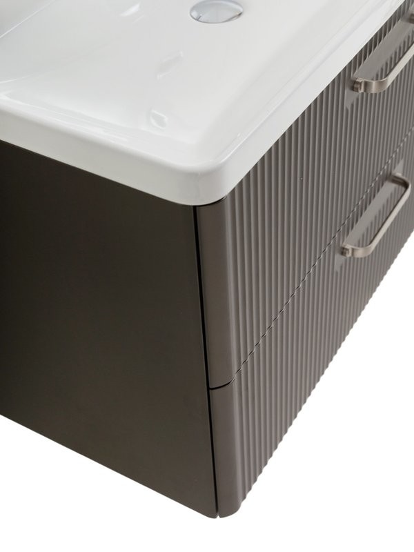 Тумба с раковиной BelBagno Due 80 ручки матовый атласный никель, оружейная сталь