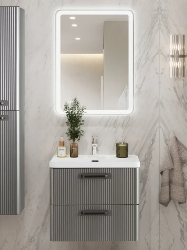Мебель для ванной комнаты BelBagno Due 60 ручки матовый темный никель, сатин