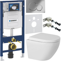 Комплект Унитаз подвесной BelBagno Sfera-r + Крышка Norma BB865SC с микролифтом + Инсталляция Geberit Duofix UP 320 111.300.00.5 + Кнопка Sigma 01 115.770.21.5 хром + Крепления 111.815.00.1 к стене + Звукоизоляция