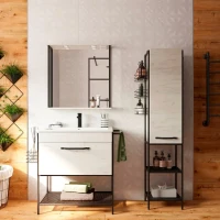 Зеркало Sanflor Бруклин 75, дуб крафт, с полкой