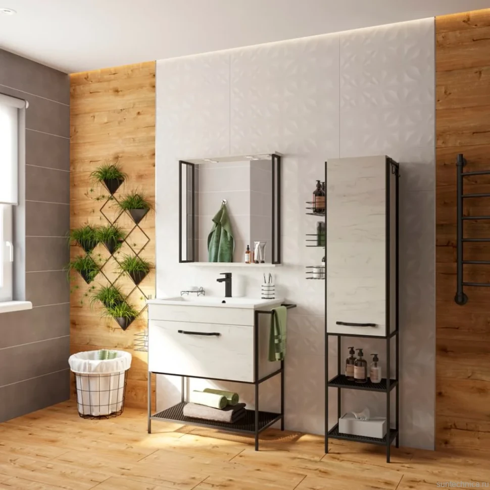 Зеркало Sanflor Бруклин 75, дуб крафт, с полкой