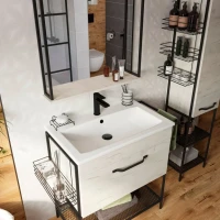 Зеркало Sanflor Бруклин 75, дуб крафт, с полкой