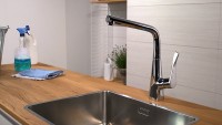 Комплект Смеситель Hansgrohe Metris + Фартук черный