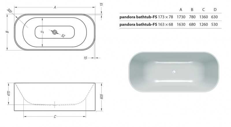 Акриловая ванна Kolpa san Pandora-FS 173x78