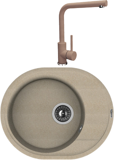 Комплект Мойка Florentina Родос 580 песочный + Смеситель Дельта FL песочный