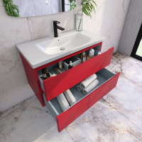 Тумба с раковиной Caprigo Forte 90 подвесная, красная