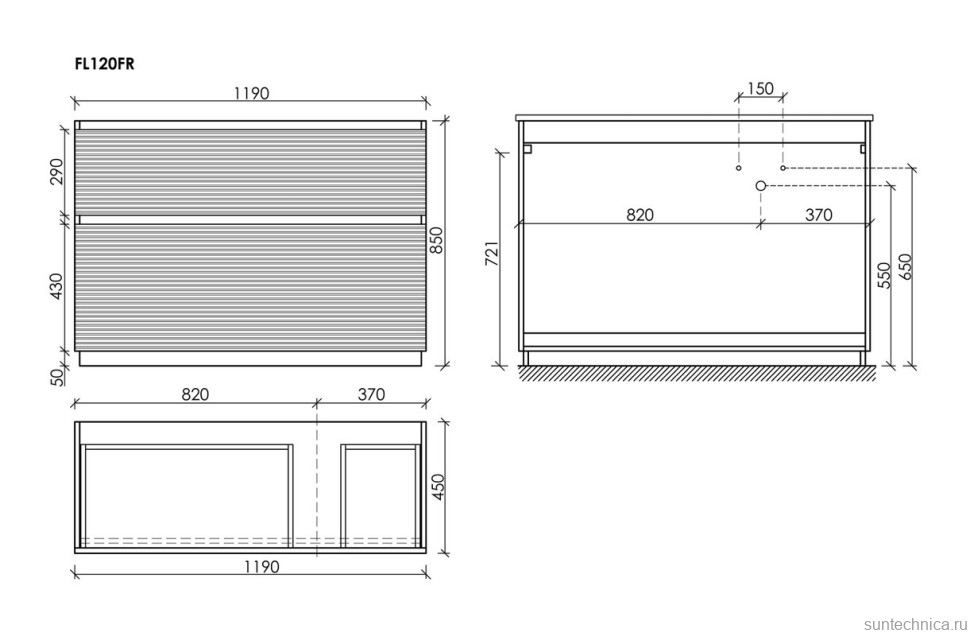 Тумба с раковиной Sancos Folk Floor 120 правая напольная, grey soft, раковина CN7021