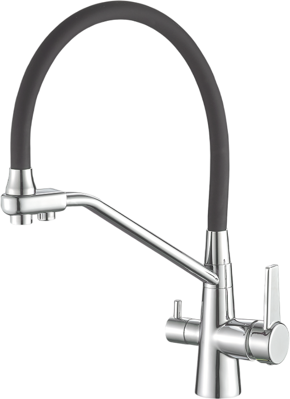 Смеситель для кухни Fashun A4382-12 с гибким изливом, хром, серый