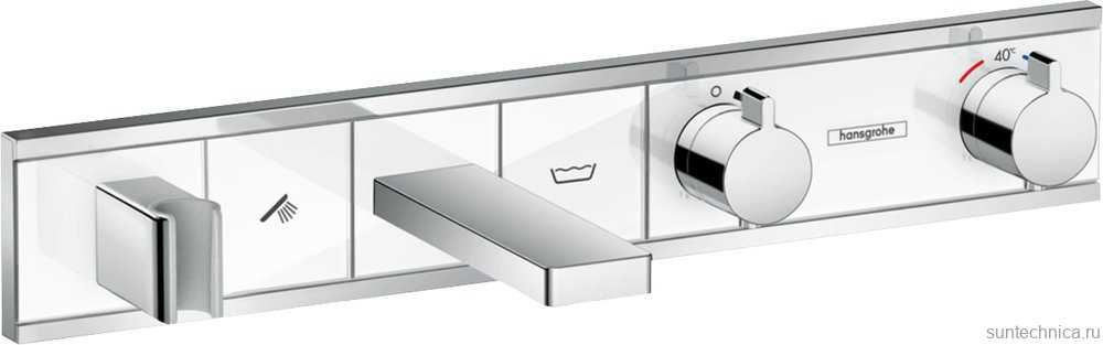 Термостатический смеситель Hansgrohe RainSelect 15359400 для ванны с душем, белый - хром