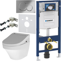 Комплект Унитаз подвесной AM.PM Inspire FlashClean C501700WH + Крышка Admire CCC7851WH с функцией биде, петли хром + Инсталляция Geberit Duofix UP 320 111.300.00.5 + Кнопка Sigma 01 115.770.21.5 хром + Крепления 111.815.00.1 к стене + Звукоизоляция