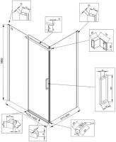 Душевой уголок Veconi Rovigo RV-070GR 140x90, брашированный графит