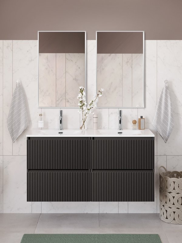 Мебель для ванной комнаты BelBagno Uno 120 подвесная, 4 ящика, матовая темно-серая, раковина CZR-8073-120-2