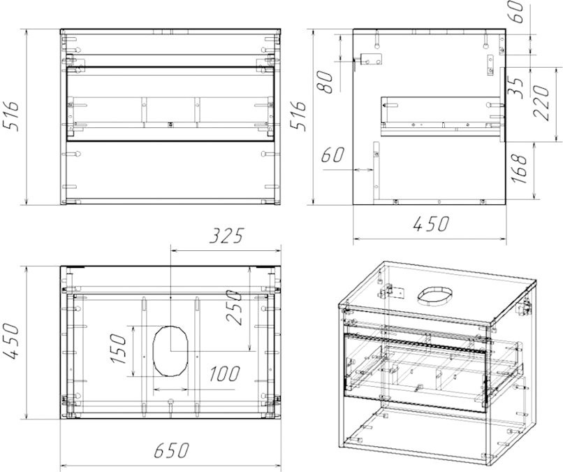 Тумба с раковиной Teymi Ritta 65 дуб эврика, матовая белая, раковина Helmi Mini 24