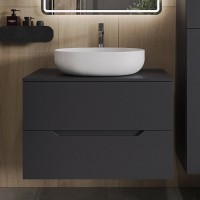 Тумба с раковиной Orange Line 80 подвесная, 2 ящика, матовый графит с раковиной B05-520W