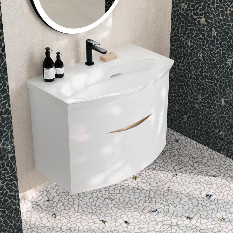 Тумба под раковину KERAMA MARAZZI Riva 80 подвесная, белая матовая