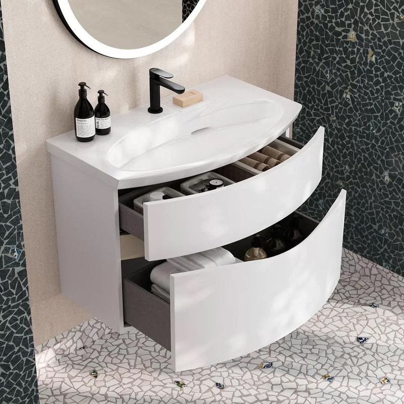 Тумба под раковину KERAMA MARAZZI Riva 80 подвесная, белая матовая
