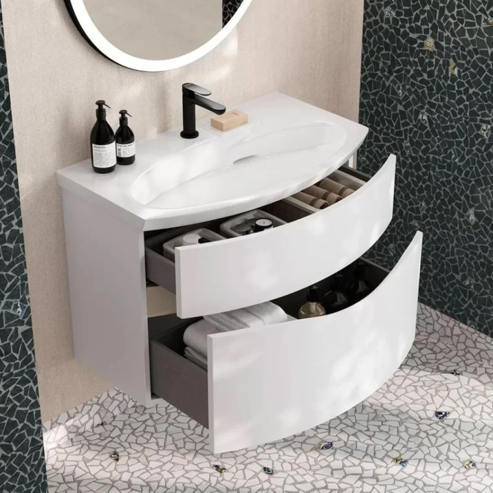 Тумба под раковину KERAMA MARAZZI Riva 80 подвесная, белая матовая