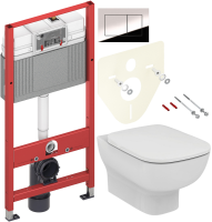 Комплект Унитаз подвесной Ideal Standard Esedra AquaBlade T386001 + Крышка T318101 с микролифтом + Инсталляция TECE Now 9400412 4 в 1 с кнопкой смыва