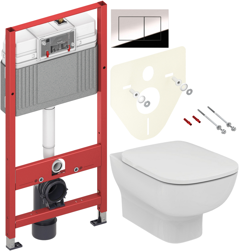 Комплект Унитаз подвесной Ideal Standard Esedra AquaBlade T386001 + Крышка T318101 с микролифтом + Инсталляция TECE Now 9400412 4 в 1 с кнопкой смыва