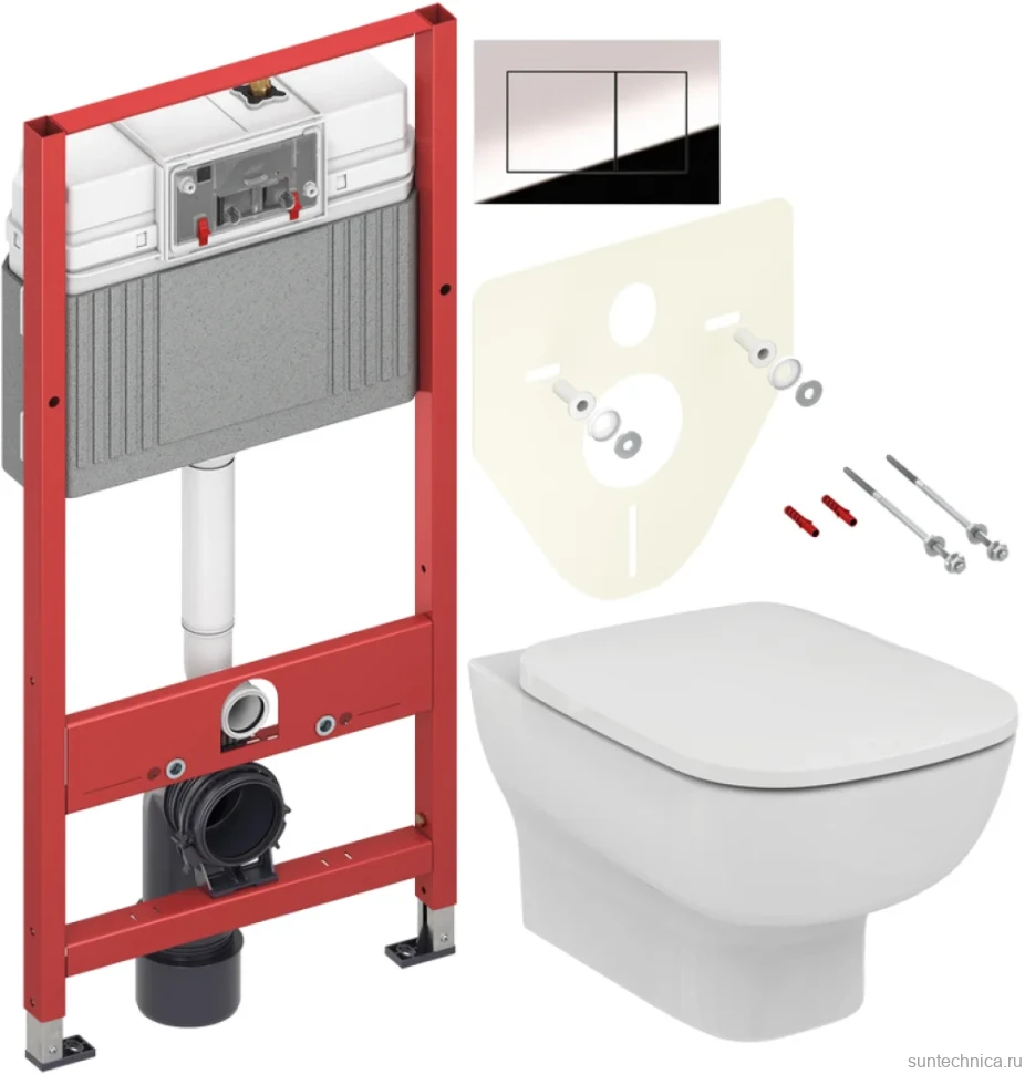 Комплект Унитаз подвесной Ideal Standard Esedra AquaBlade T386001 + Крышка T318101 с микролифтом + Инсталляция TECE Now 9400412 4 в 1 с кнопкой смыва