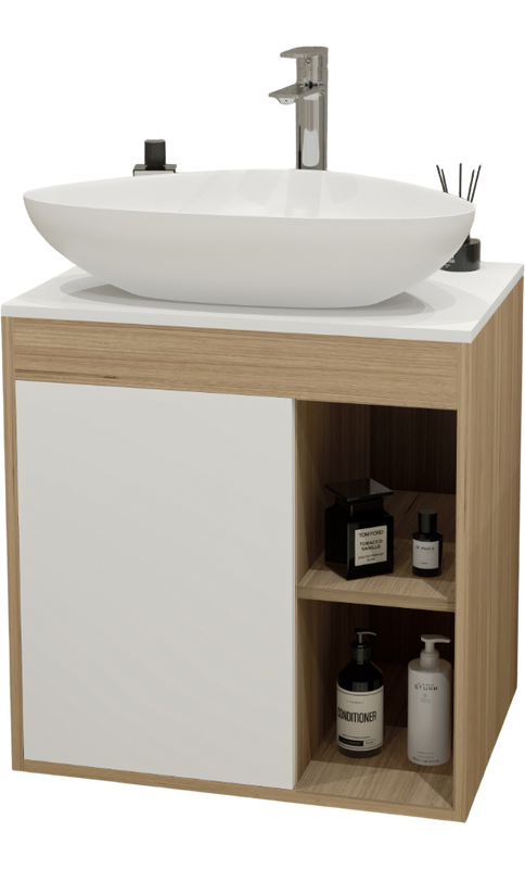 Тумба с раковиной Teymi Nura 60 дуб эврика, матовая белая, раковина Ellie 60