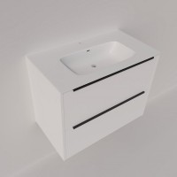 Тумба с раковиной La Fenice Tesoro 80 платиновый белый, раковина-столешница Slim Line 80 см