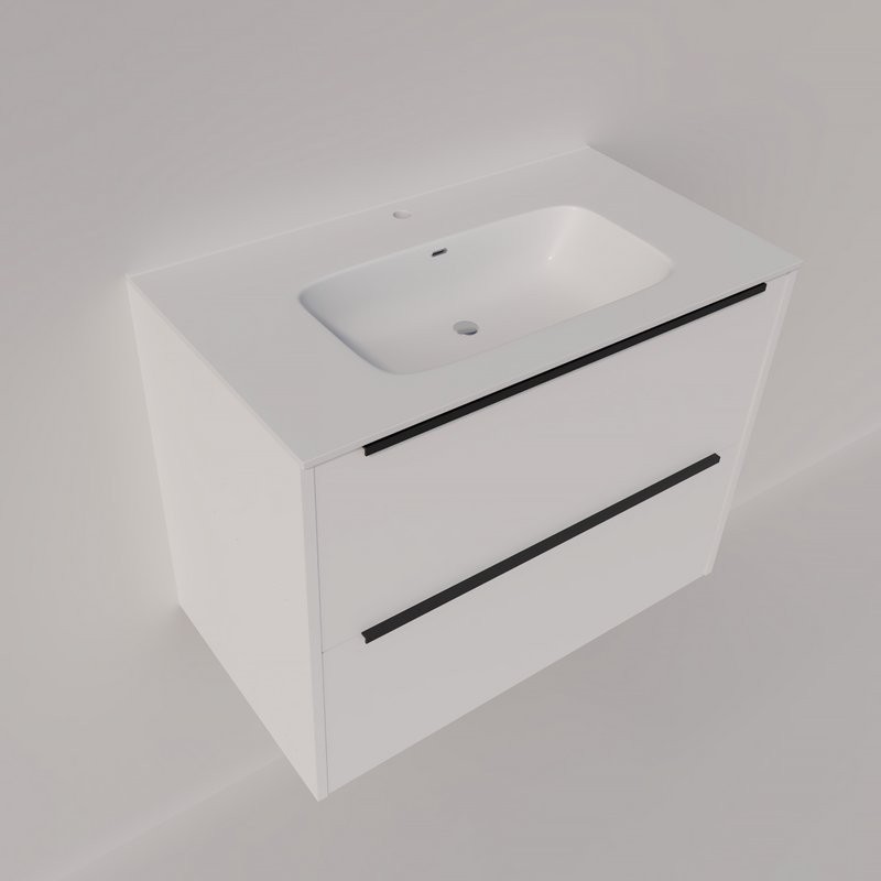 Тумба с раковиной La Fenice Tesoro 80 платиновый белый, раковина-столешница Slim Line 80 см