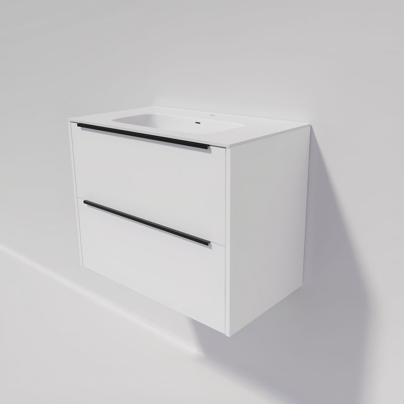 Тумба с раковиной La Fenice Tesoro 80 платиновый белый, раковина-столешница Slim Line 80 см