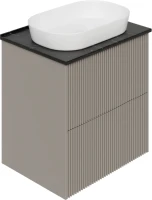 Тумба под раковину со столешницей La Fenice Terra Twin 60 подвесная, cappuccino, столешница черный мрамор