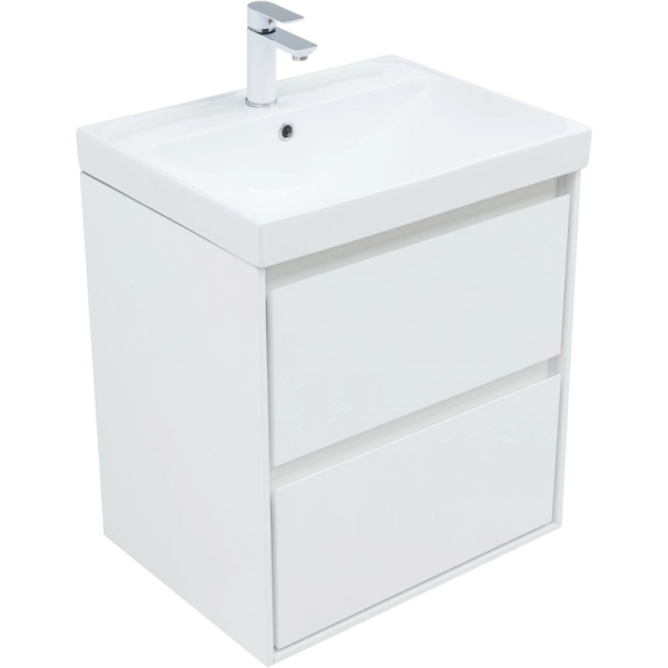 Тумба под раковину без столешницы Aquanet Милан 60 подвесная, белая глянцевая