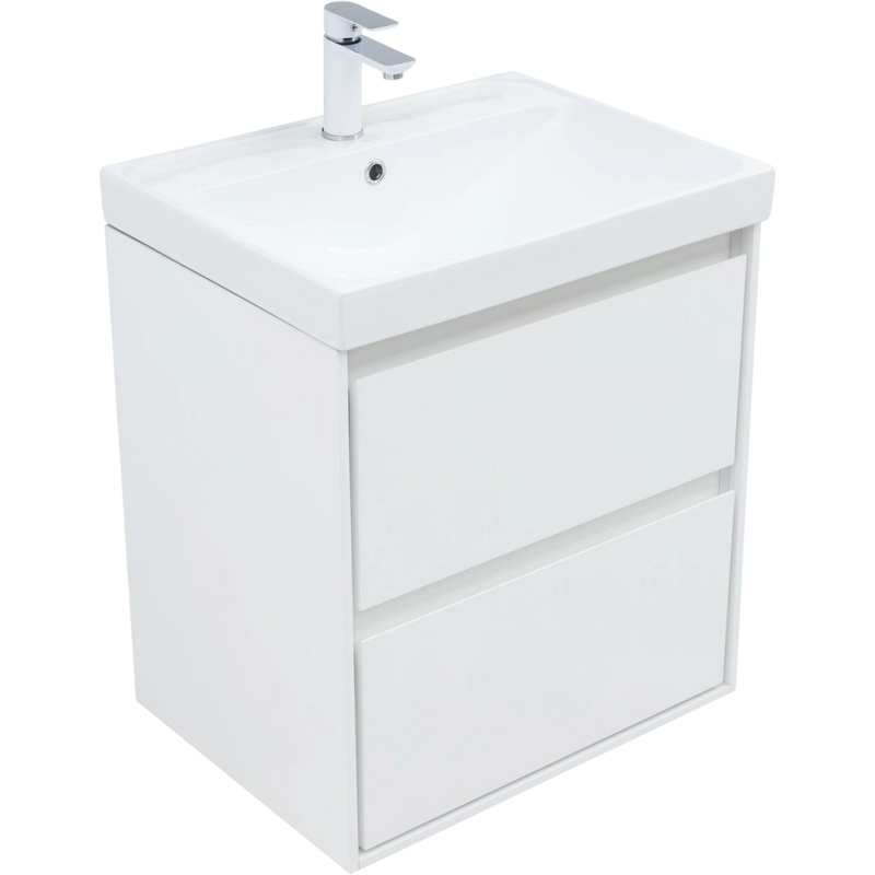 Тумба под раковину без столешницы Aquanet Милан 60 подвесная, белая глянцевая