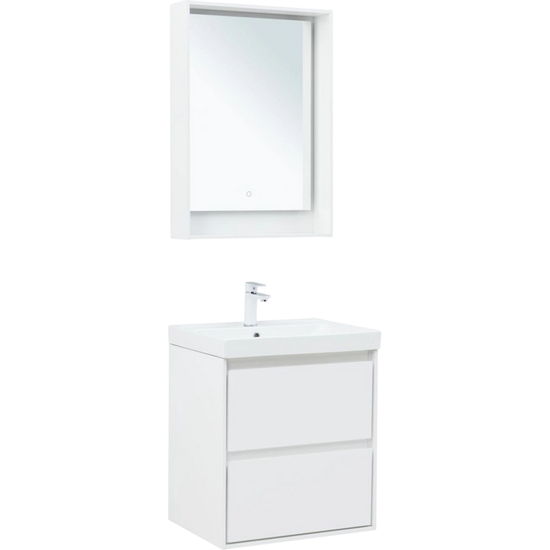 Тумба под раковину без столешницы Aquanet Милан 60 подвесная, белая глянцевая