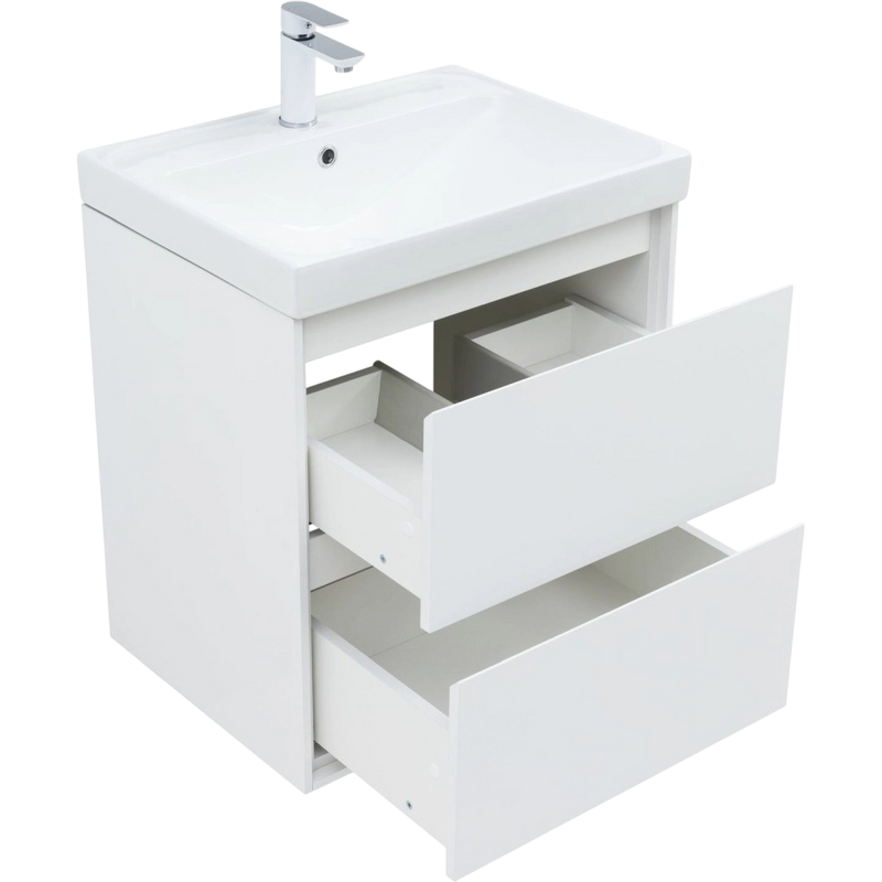 Тумба под раковину без столешницы Aquanet Милан 60 подвесная, белая глянцевая