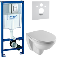 Комплект Унитаз подвесной Jacob Delafon Patio + Крышка E4267 + Инсталляция Grohe Rapid SL 38772001 3 в 1 с кнопкой смыва + Звукоизоляция
