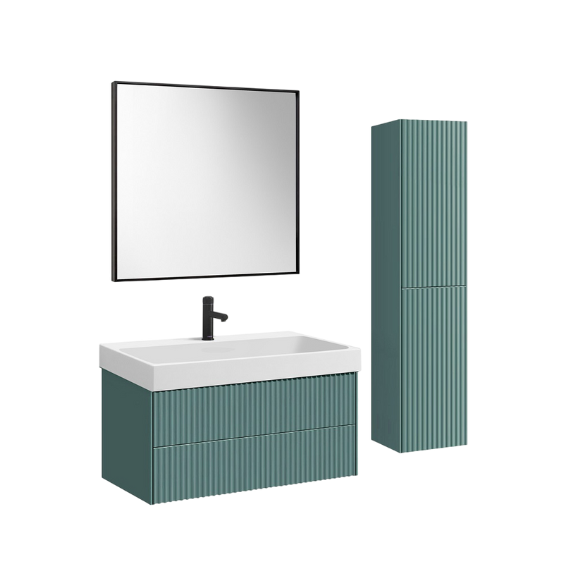 Тумба с раковиной Belux Сиртаки 100 подвесная, голубой малахит матовый