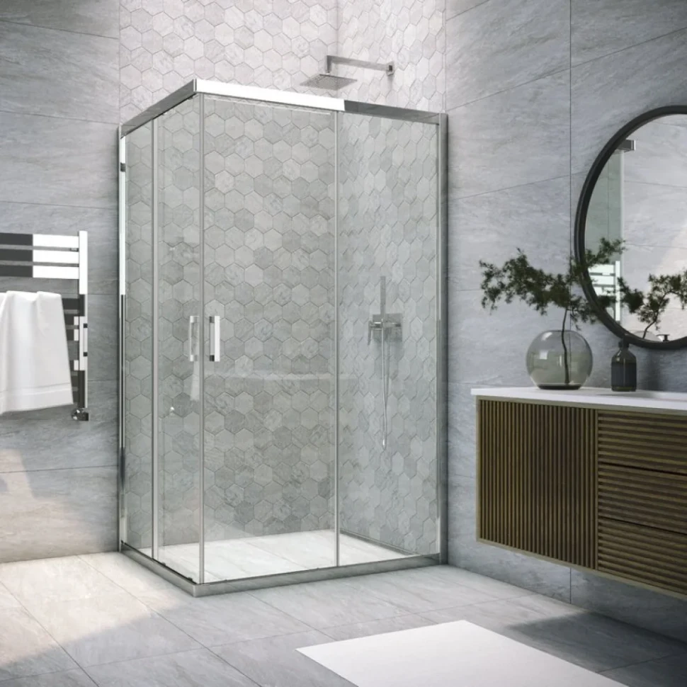 Душевой уголок Vegas Glass ZA-F Tur Novo h1900 110*90 08 01 профиль глянцевый хром, стекло прозрачное