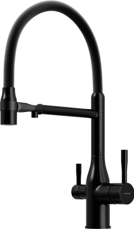 Смеситель для кухни Sancos Garda SC4009MB с гибким изливом, матовый черный