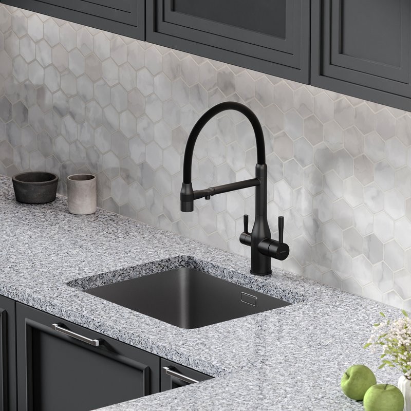 Смеситель для кухни Sancos Garda SC4009MB с гибким изливом, матовый черный