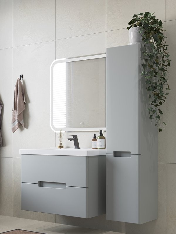 Мебель для ванной комнаты SanStar Ориана 80 подвесная, серая, раковина Dreja Harmony 80