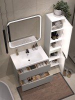 Мебель для ванной комнаты SanStar Ориана 80 подвесная, серая, раковина Dreja Harmony 80