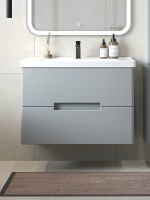 Мебель для ванной комнаты SanStar Ориана 80 подвесная, серая, раковина Dreja Harmony 80