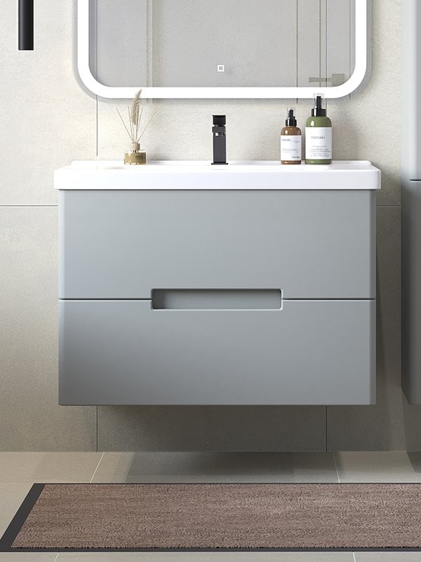 Мебель для ванной комнаты SanStar Ориана 80 подвесная, серая, раковина Dreja Harmony 80